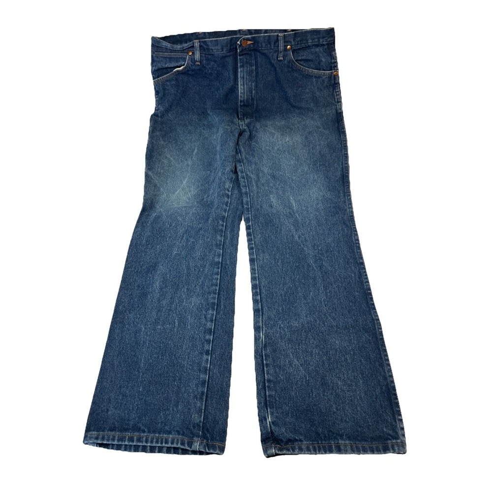 Wrangler Jeans Mens 42x32 Blue‎ Denim Cowboy Cut Slim Fit Dark Stone Wash 936PWD